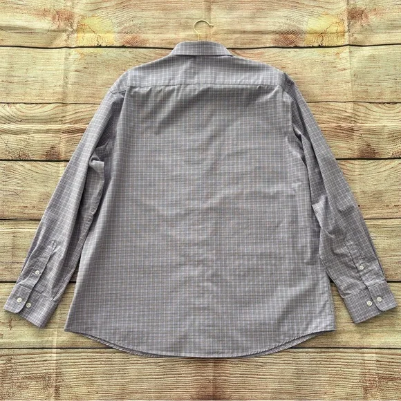 Haggar • Men's Classic Fit Lavender Plaid Button Down Shirt - Wrinkle Resistant - Picture 8 of 12